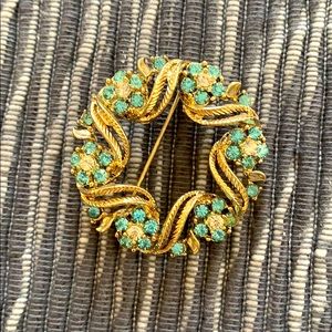 Light blue and white brooch-  vintage